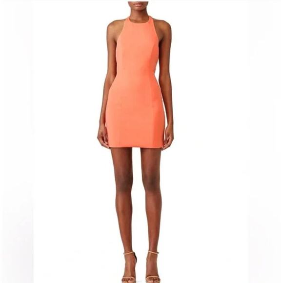 JayGodfrey Beni Halter Dress 10 Peach Cocktail Beach Cruise Resort Jay Godfrey - Picture 1 of 7